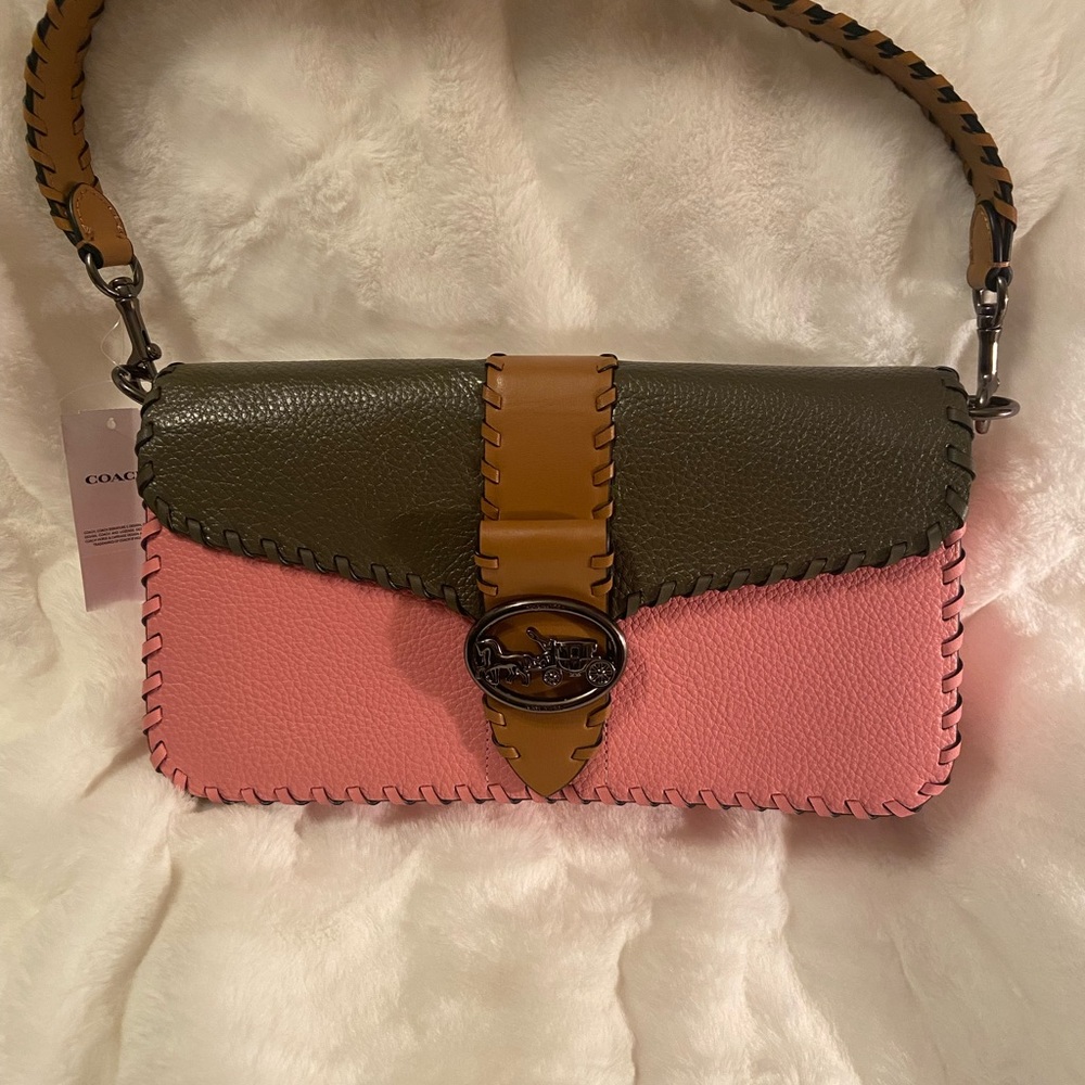 Georgie Shoulder Bag In Colorblock With Whipstitch
